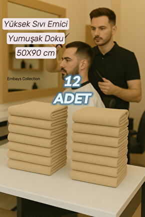 ( 12 Adet ) 50x90cm Pamuklu Havlu , Berber Havlusu, Kuaför Havlusu, Sporcu Havlusu, El Yüz Havlusu