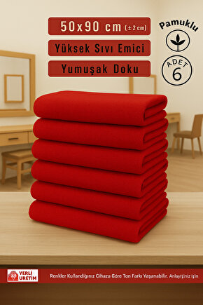 ( 6 Adet ) 50x90cm Pamuklu Havlu , Berber Havlusu, Kuaför Havlusu, Sporcu Havlusu, El Yüz Havlusu