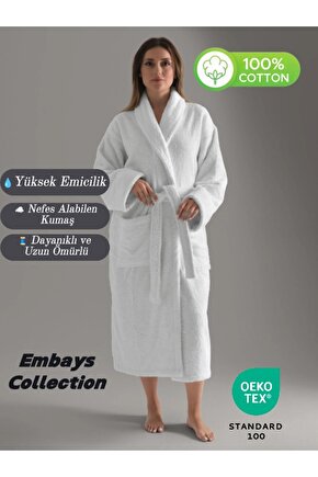 Bukle Bornoz, Şal Yaka Bornoz ,%100 Pamuklu Kadın  Erkek Unisex Bornoz