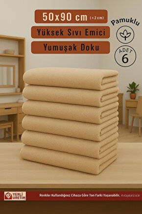 ( 6 Adet ) 50x90cm Pamuklu Havlu , Berber Havlusu, Kuaför Havlusu, Sporcu Havlusu, El Yüz Havlusu