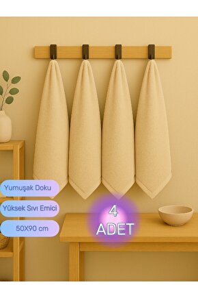 ( 4 Adet ) 50x90cm Pamuklu Havlu , Berber Havlusu, Kuaför Havlusu, Sporcu Havlusu, El Yüz Havlusu