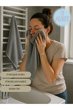( 2 Adet ) 50x90cm Pamuklu Havlu , Berber Havlusu, Kuaför Havlusu, Sporcu Havlusu, El Yüz Havlusu