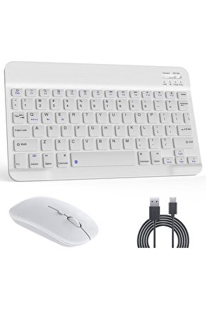Apple iPad A16 11 Tablet Için Uyumlu Slim Şarjlı Bluetooth Klavye Ve Mouse Seti