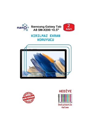 GalaxyTab A8 SM-X200  uyumlu 10.5İçin Nano Ekran Koruyucu 9h Esnek 2 ADET