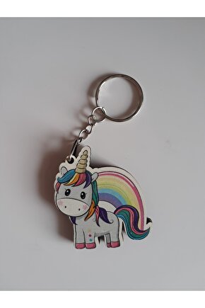 Ahşap Çift Yönlü Anahtarlık Unicorn