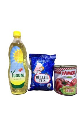 sıvı yağ 1 LT&Billur tuz 750gr&Tamek salca 830 gr 3 lü set