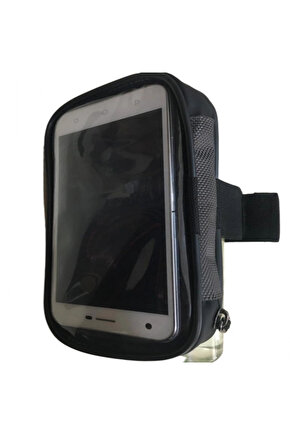 Siyah Su Geçirmez Kol Bağlantılı Lastikli Ayarlı Telefon Tutucu