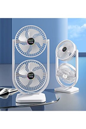 ŞARJLI MASAÜSTÜ ÇİFTLİ VANTİLATÖR MİNİ SERİNLETİCİ FAN