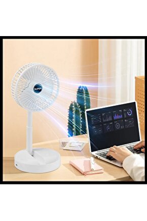 MASAÜSTÜ ŞARJLI FAN 3 HIZ KADEMELİ KATLANABİLİR TELESKOBİK VANTİLATÖR SERİNLETİCİ MİNİ KLİMA
