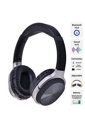 BLUETOOTH KULAKLIK SD KART VE AUX GİRİŞLİ ŞARJLI KABLOSUZ KULAKLIK MİKROFONLU FM RADYOLU SUPER BASS