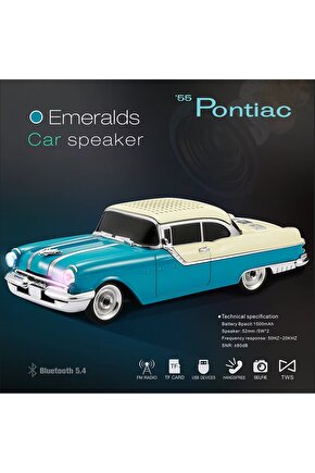 NOSTALJİK ARABA ŞARJLI LED IŞIKLI KABLOSUZ HOPARLÖR BLUETOOTH SPEAKER  FM RADYO SD KART USB