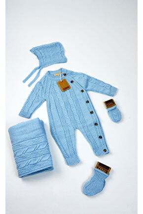 Yeni Doğan 5li Örme Triko Tulum Set (Özel Kutulu)