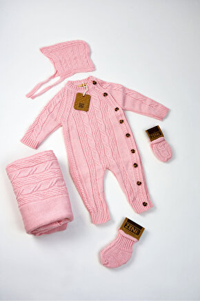 Yeni Doğan 5li Örme Triko Tulum Set (Özel Kutulu)