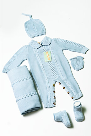 Yeni Doğan 5li Örme Triko Tulum Set