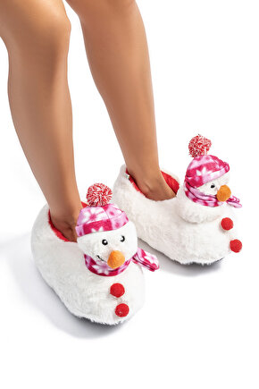 Kardan Kadın,Garson Boy Hayvanlı Panduf Beyaz 3641