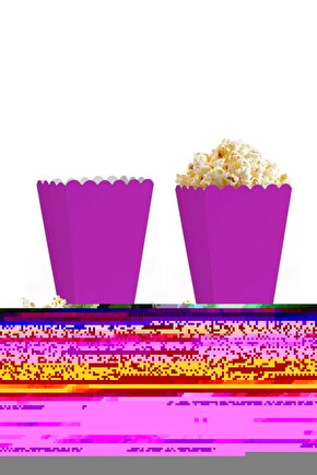 Mor Mısır Kutusu 8li Karton Cips Kutusu Düz Renkli 8 Adet Pop Corn Darı Kabı