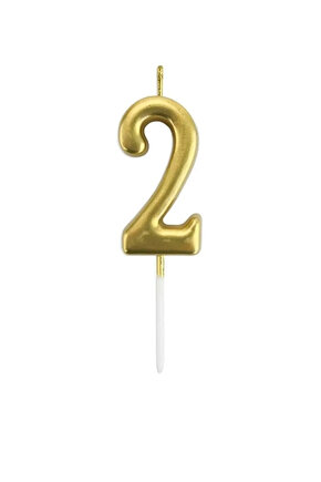 2 YAŞ DOĞUM GÜNÜ PASTA MUMU GOLD 6 CM