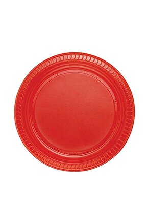 25li Kırmızı Plastik Tabak 22cm