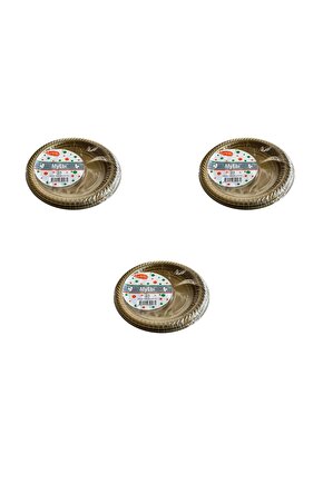 Kullan At Altın Renkli Parti Davet Plastik Tabak - 22 Cm. - 25 Adetlik 3 Paket