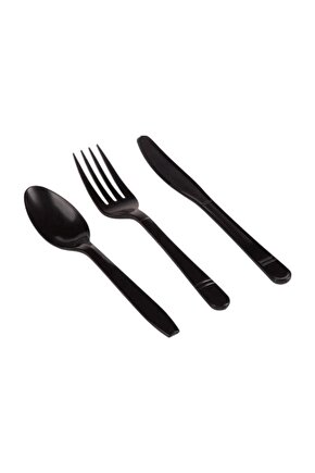 14 SÜS Siyah Çatal Kaşık Bıçak 3pkx100 300 Adet