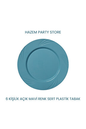 Plastik Sert Mika Tabak Açık Mavi Renk 6 Adet