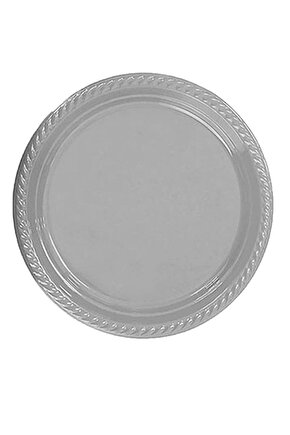 Plastik Tabak Gümüş 22cm 25li