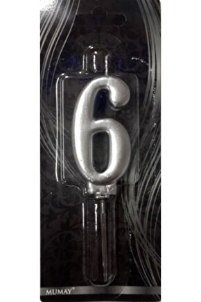 6 Rakam Gümüş Mum