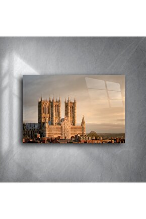 Gotik Mimari Katedral Manzaralı Cam Tablo