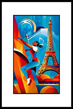 Eyfel ve Kız Digital Art ( ÇERÇEVESİZ - ÇERÇEVE YOKTUR ) ( ULTRA HD ) FOLYO AFİŞ - POSTER