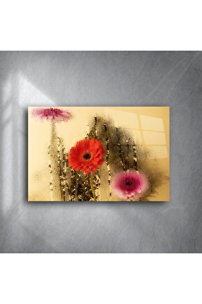 Modern Renkli Cam Çiçek Tablosu