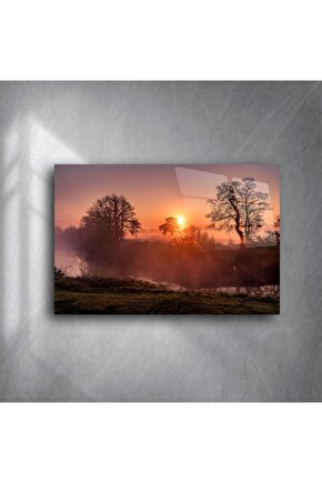 Gün Doğumu Manzaralı Cam Tablo
