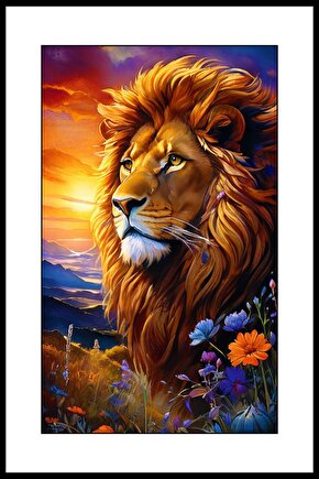 Hüzünlü Aslan Digital Art ( ÇERÇEVESİZ - ÇERÇEVE YOKTUR ) ( ULTRA HD ) FOLYO AFİŞ - POSTER