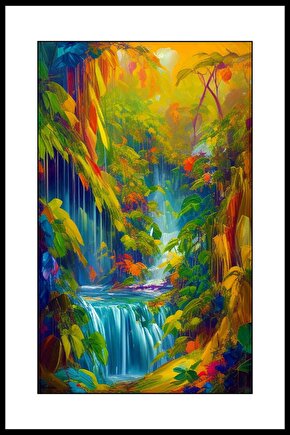 Yeşil Orman Şelalesi Digital Art ( ÇERÇEVESİZ - ÇERÇEVE YOKTUR ) ( ULTRA HD ) FOLYO AFİŞ - POSTER