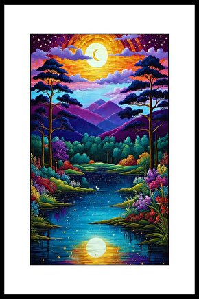 Mor Sahil Digital Art ( ÇERÇEVESİZ - ÇERÇEVE YOKTUR ) ( ULTRA HD ) FOLYO AFİŞ - POSTER