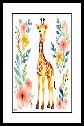 Minik Tatlı Zürafa Digital Art ( ÇERÇEVESİZ - ÇERÇEVE YOKTUR ) ( ULTRA HD ) FOLYO AFİŞ - POSTER