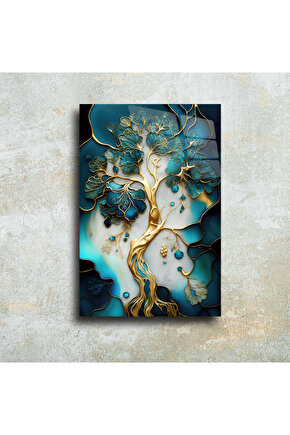 Mermer Desenli Cam Tablo Duvar Dekoru 2