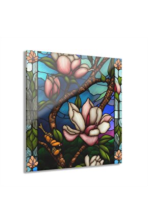 Renkli Çiçekler Cam Tablo Duvar Dekoru 3