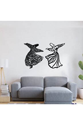 Ikili Semazebler 3mm Ahşap Tablo 60*90 Cm Duvar Dekoru