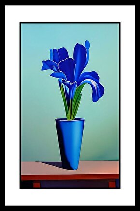 Mavi Zambak Digital Art ( ÇERÇEVESİZ - ÇERÇEVE YOKTUR ) ( ULTRA HD ) FOLYO AFİŞ - POSTER