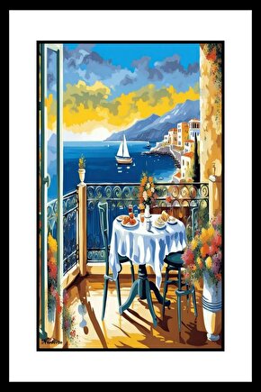 Balkonda Manzara Digital Art ( ÇERÇEVESİZ - ÇERÇEVE YOKTUR ) ( ULTRA HD ) FOLYO AFİŞ - POSTER