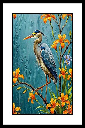 Doğada Renkli Leylek Digital Art ( ÇERÇEVESİZ - ÇERÇEVE YOKTUR ) ( ULTRA HD ) FOLYO AFİŞ - POSTER