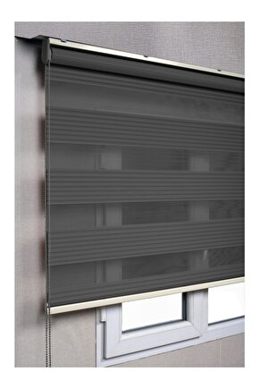 Zebra Perde Antrasit Gri Pliseli Dilimsiz