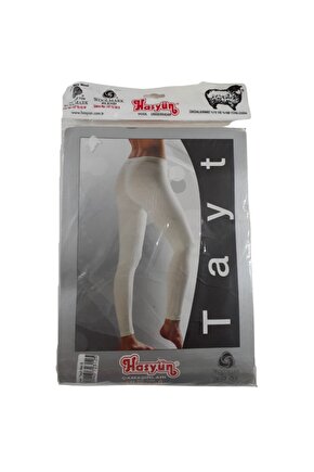 Kadın Likralı Ekru Yün Tayt 306