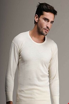 101&102 Erkek Uzun Kollu Termal Yün Içlik Takım-krem