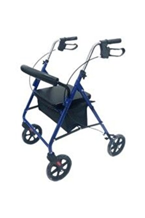Rr-03 Çantalı Lüks Mavi Rolatör Alüminyum Katlanabilir