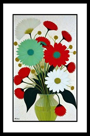 Renkli Çiçekler Digital Art ( ÇERÇEVESİZ - ÇERÇEVE YOKTUR ) ( ULTRA HD ) FOLYO AFİŞ - POSTER