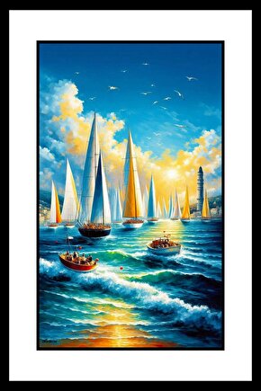 Kıyıya Gelen Gemiler Digital Art ( ÇERÇEVESİZ - ÇERÇEVE YOKTUR ) ( ULTRA HD ) FOLYO AFİŞ - POSTER