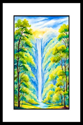 Şelale Vadisi Digital Art ( ÇERÇEVESİZ - ÇERÇEVE YOKTUR ) ( ULTRA HD ) FOLYO AFİŞ - POSTER