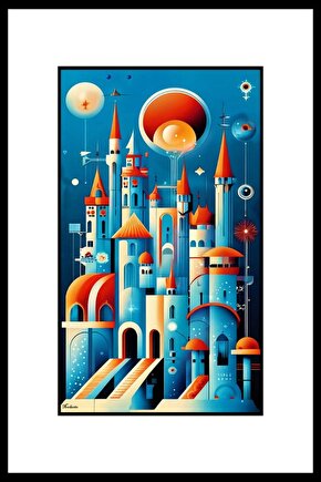 Mavi Şatolar Digital Art ( ÇERÇEVESİZ - ÇERÇEVE YOKTUR ) ( ULTRA HD ) FOLYO AFİŞ - POSTER