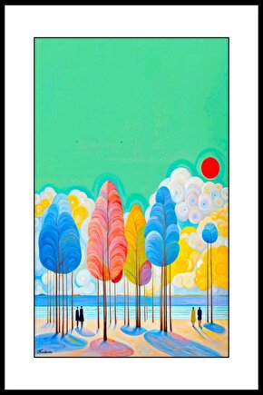 Renkli Ağaçlar Digital Art ( ÇERÇEVESİZ - ÇERÇEVE YOKTUR ) ( ULTRA HD ) FOLYO AFİŞ - POSTER